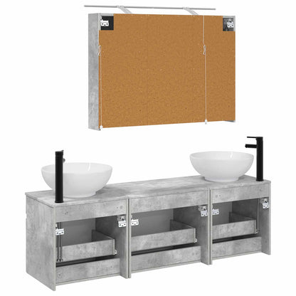 vidaXL Bathroom Cabinet Set 4 pcs Concrete Grey Engineered Wood