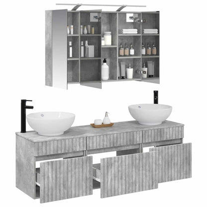 vidaXL Bathroom Cabinet Set 4 pcs Concrete Grey Engineered Wood