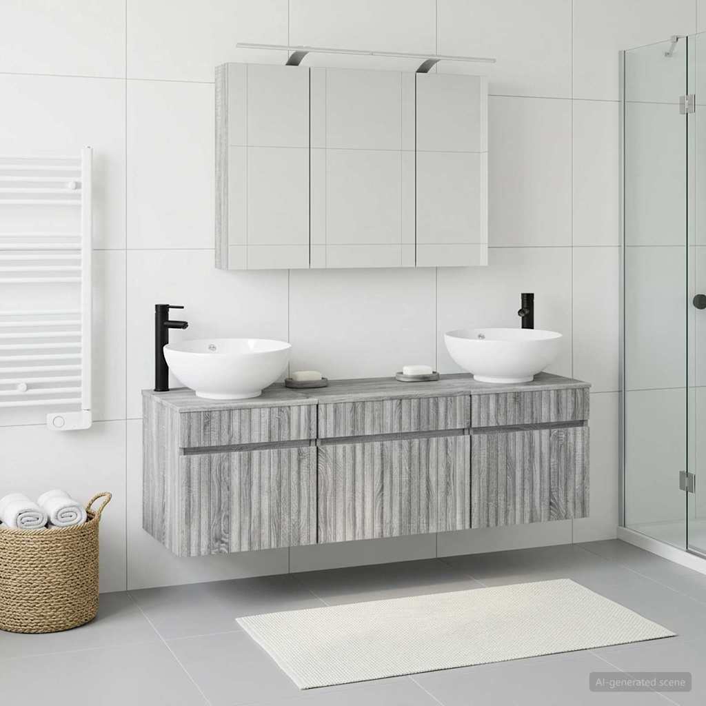 vidaXL Bathroom Cabinet Set 4 pcs Grey Sonoma Engineered Wood