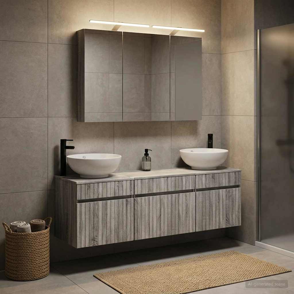 vidaXL Bathroom Cabinet Set 4 pcs Grey Sonoma Engineered Wood