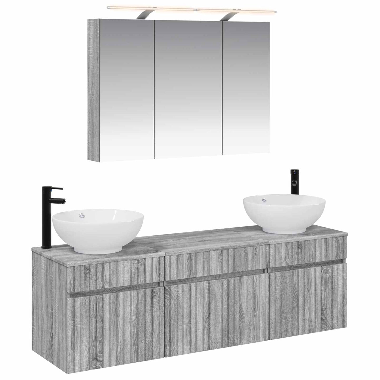 vidaXL Bathroom Cabinet Set 4 pcs Grey Sonoma 100 x 14.5 x 70 cm