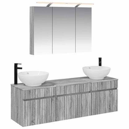 vidaXL Bathroom Cabinet Set 4 pcs Grey Sonoma 100 x 14.5 x 70 cm