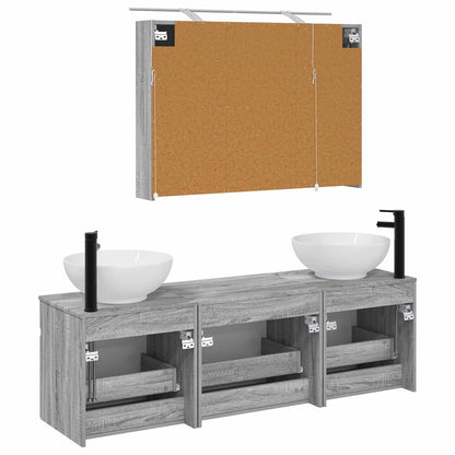 vidaXL Bathroom Cabinet Set 4 pcs Grey Sonoma 100 x 14.5 x 70 cm