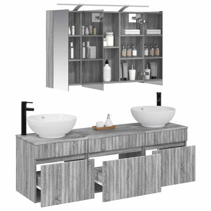 vidaXL Bathroom Cabinet Set 4 pcs Grey Sonoma 100 x 14.5 x 70 cm