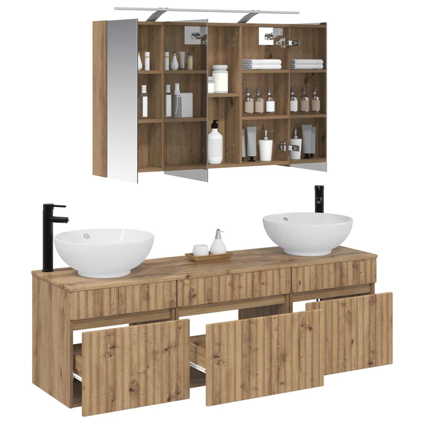 vidaXL Bathroom Cabinet Set 4 pcs Artisan Oak 100 x 14.5 x 70 cm