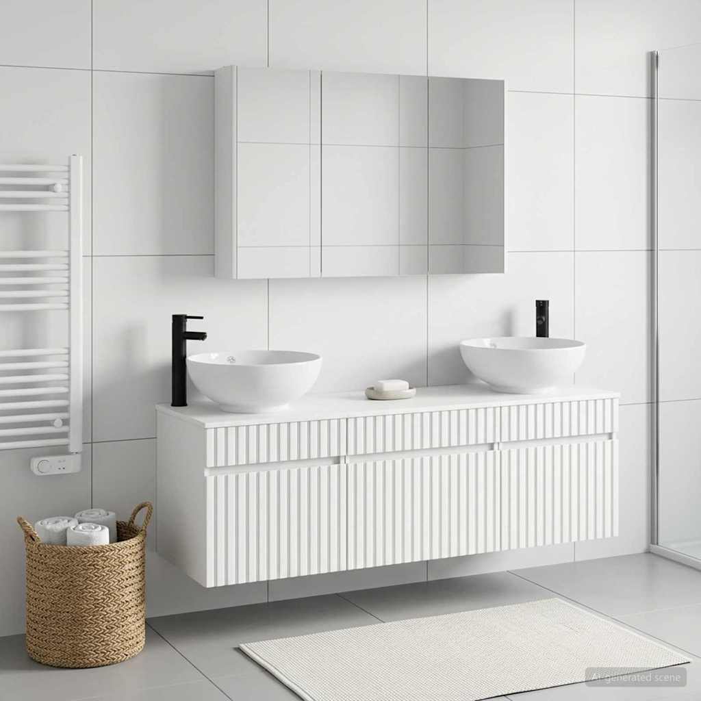 vidaXL Bathroom Cabinet Set 4 pcs White Engineered Wood