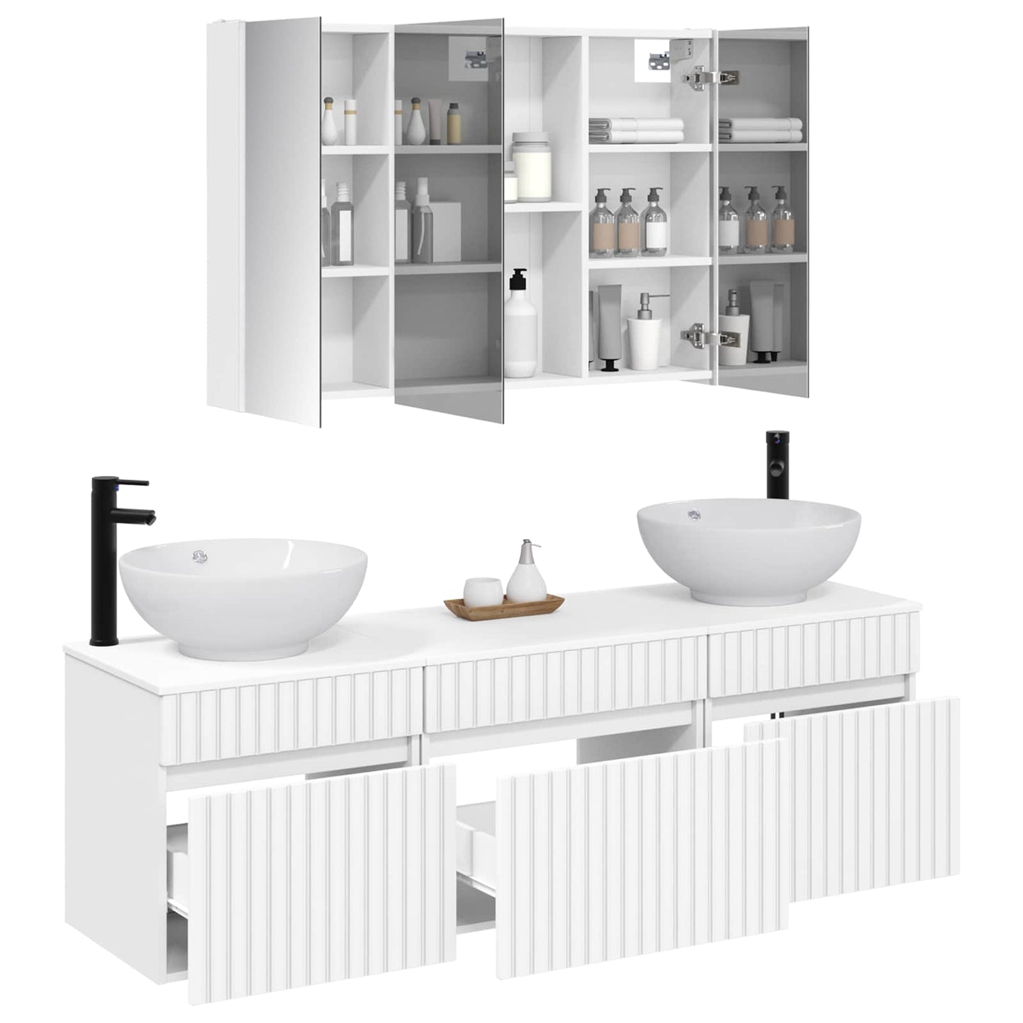 vidaXL Bathroom Cabinet Set 4 pcs White 103.5 x 15.5 x 70 cm