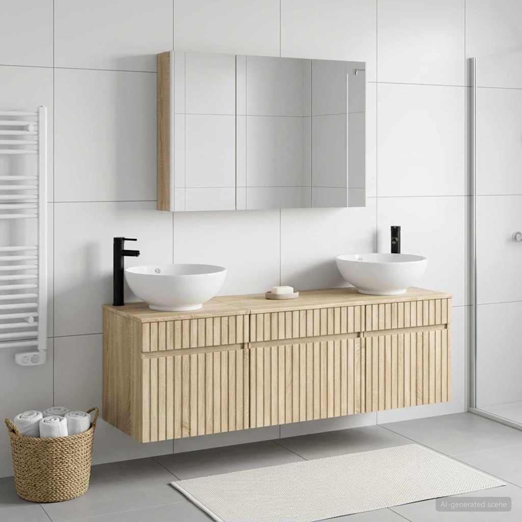 vidaXL Bathroom Cabinet Set 4 pcs Sonoma Oak Engineered Wood