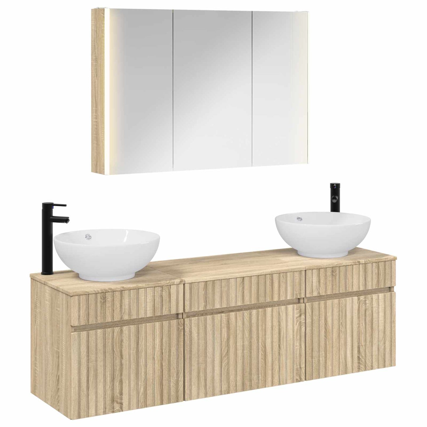 vidaXL Bathroom Cabinet Set 4 pcs Sonoma Oak 103.5 x 15.5 x 70 cm