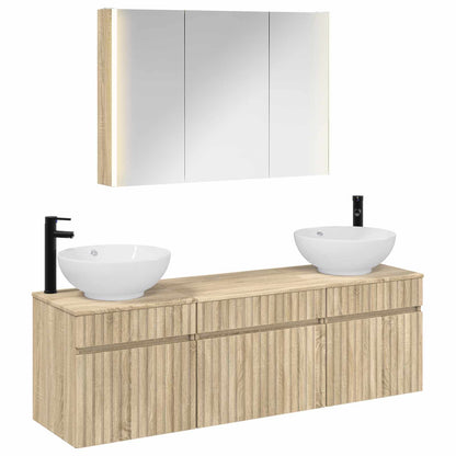 vidaXL Bathroom Cabinet Set 4 pcs Sonoma Oak 103.5 x 15.5 x 70 cm