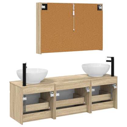vidaXL Bathroom Cabinet Set 4 pcs Sonoma Oak 103.5 x 15.5 x 70 cm
