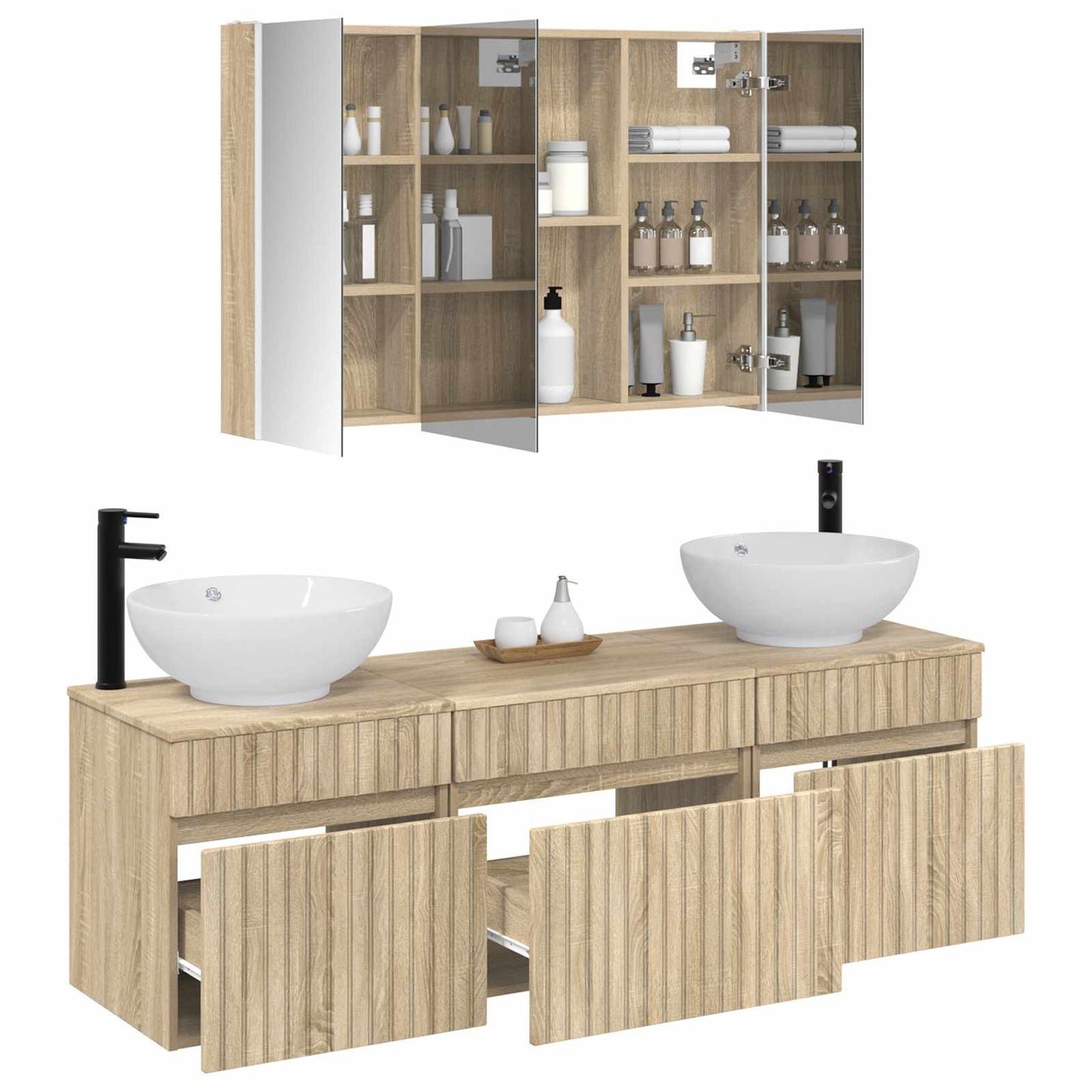 vidaXL Bathroom Cabinet Set 4 pcs Sonoma Oak 103.5 x 15.5 x 70 cm