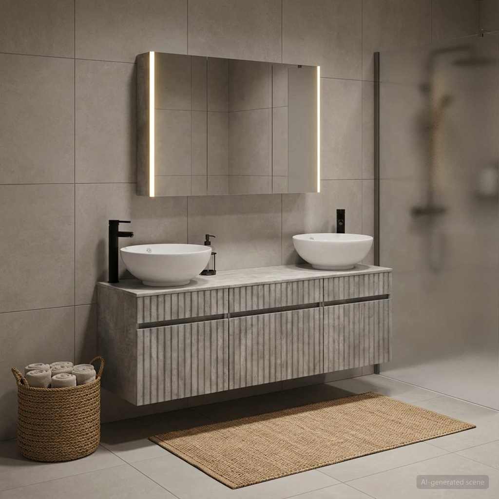 vidaXL Bathroom Cabinet Set 4 pcs Concrete Grey Engineered Wood
