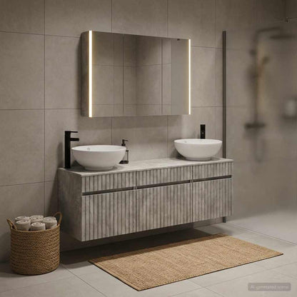 vidaXL Bathroom Cabinet Set 4 pcs Concrete Grey Engineered Wood