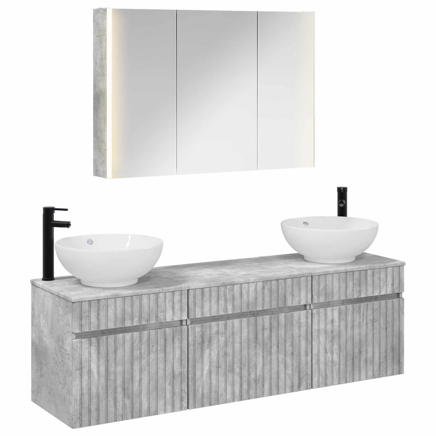 vidaXL Bathroom Cabinet Set 4 pcs Concrete Grey 103.5 x 15.5 x 70 cm