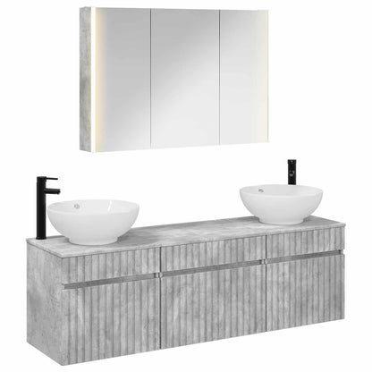 vidaXL Bathroom Cabinet Set 4 pcs Concrete Grey 103.5 x 15.5 x 70 cm