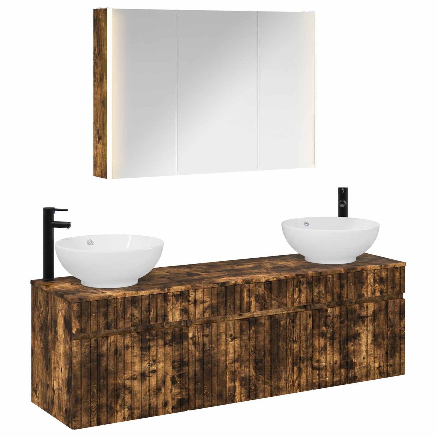 vidaXL Bathroom Cabinet Set 4 pcs Smoked Oak 103.5 x 15.5 x 70 cm