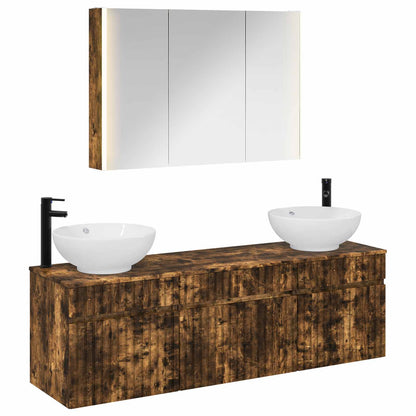 vidaXL Bathroom Cabinet Set 4 pcs Smoked Oak 103.5 x 15.5 x 70 cm