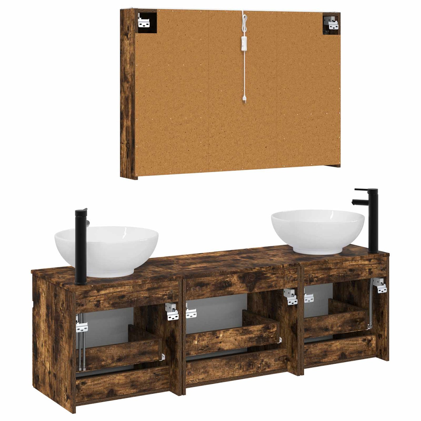 vidaXL Bathroom Cabinet Set 4 pcs Smoked Oak 103.5 x 15.5 x 70 cm