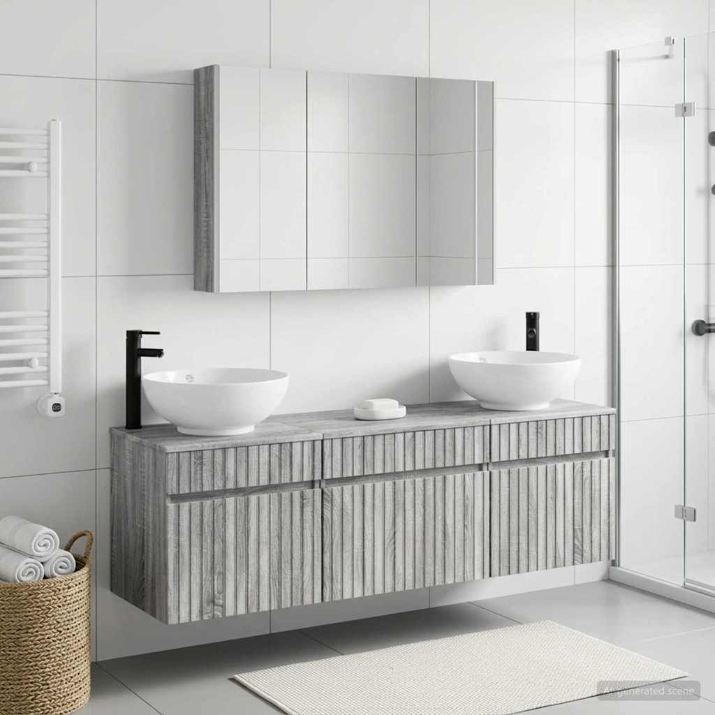 vidaXL Bathroom Cabinet Set 4 pcs Grey Sonoma Engineered Wood