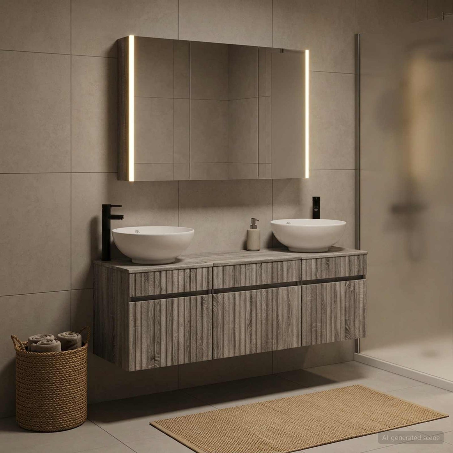 vidaXL Bathroom Cabinet Set 4 pcs Grey Sonoma Engineered Wood