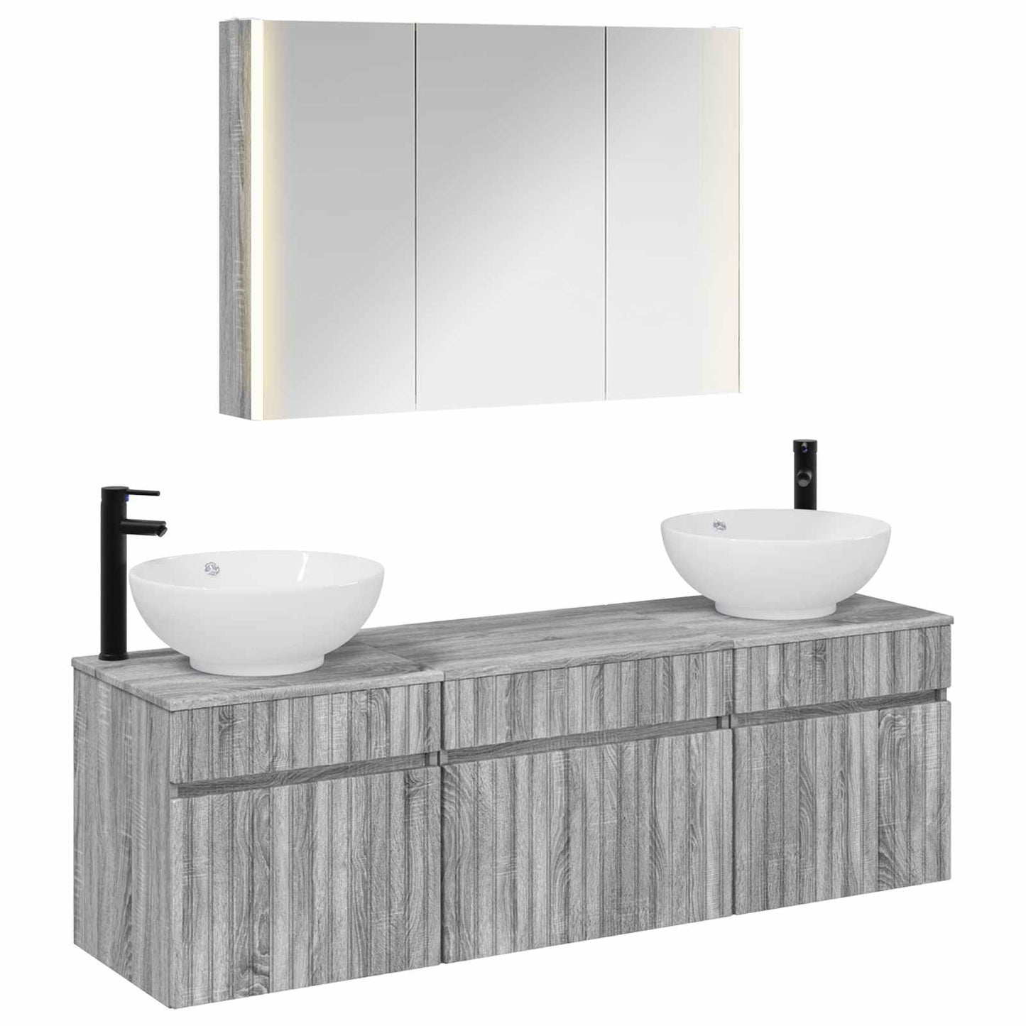 vidaXL Bathroom Cabinet Set 4 pcs Grey Sonoma 103.5 x 15.5 x 70 cm