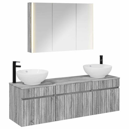 vidaXL Bathroom Cabinet Set 4 pcs Grey Sonoma 103.5 x 15.5 x 70 cm