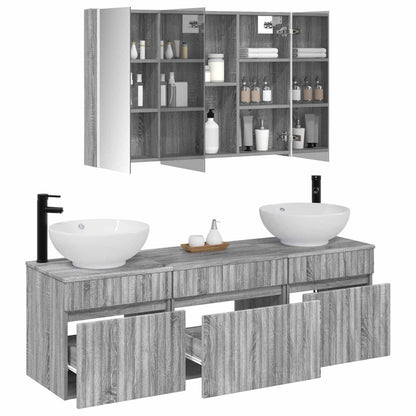 vidaXL Bathroom Cabinet Set 4 pcs Grey Sonoma 103.5 x 15.5 x 70 cm