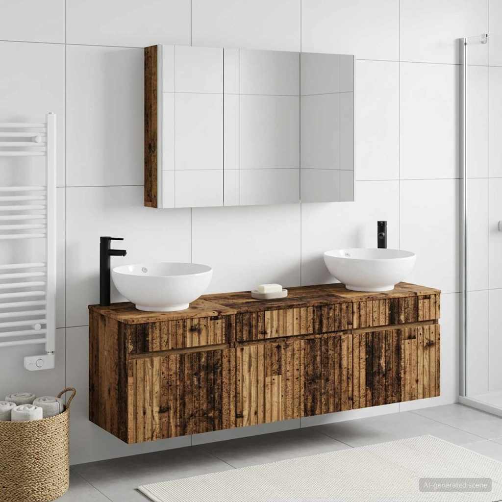 vidaXL Bathroom Cabinet Set 4 pcs Old Wood Engineered Wood