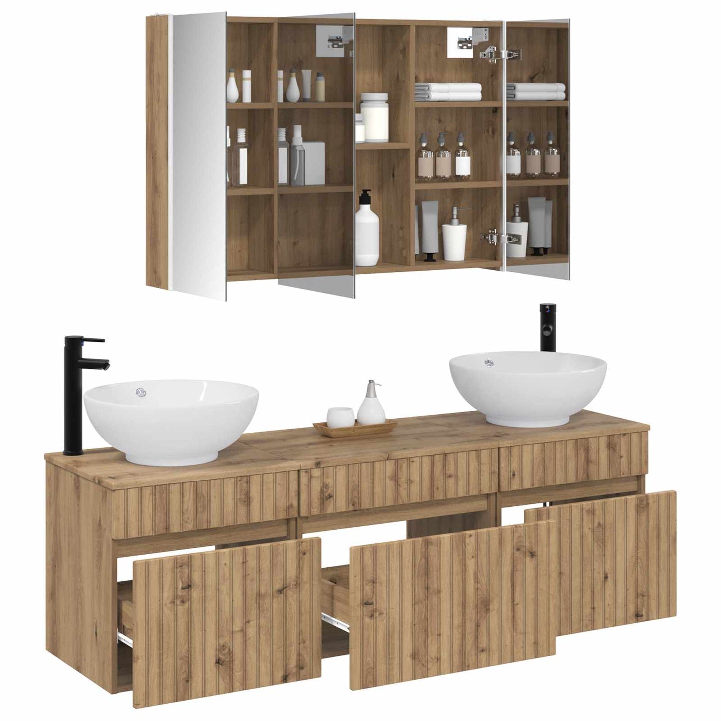 vidaXL Bathroom Cabinet Set 4 pcs Artisan Oak 103.5 x 15.5 x 70 cm