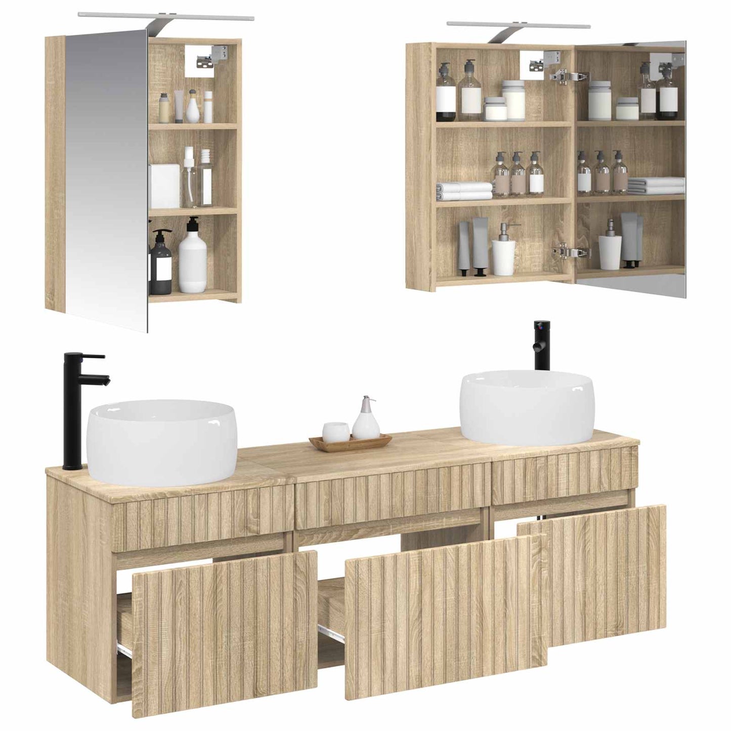 vidaXL Bathroom Cabinet Set 5 pcs Sonoma Oak 50 x 14.5 x 70 cm