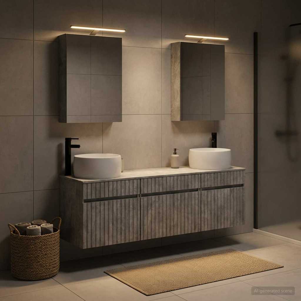 vidaXL Bathroom Cabinet Set 5 pcs Concrete Grey Engineered Wood