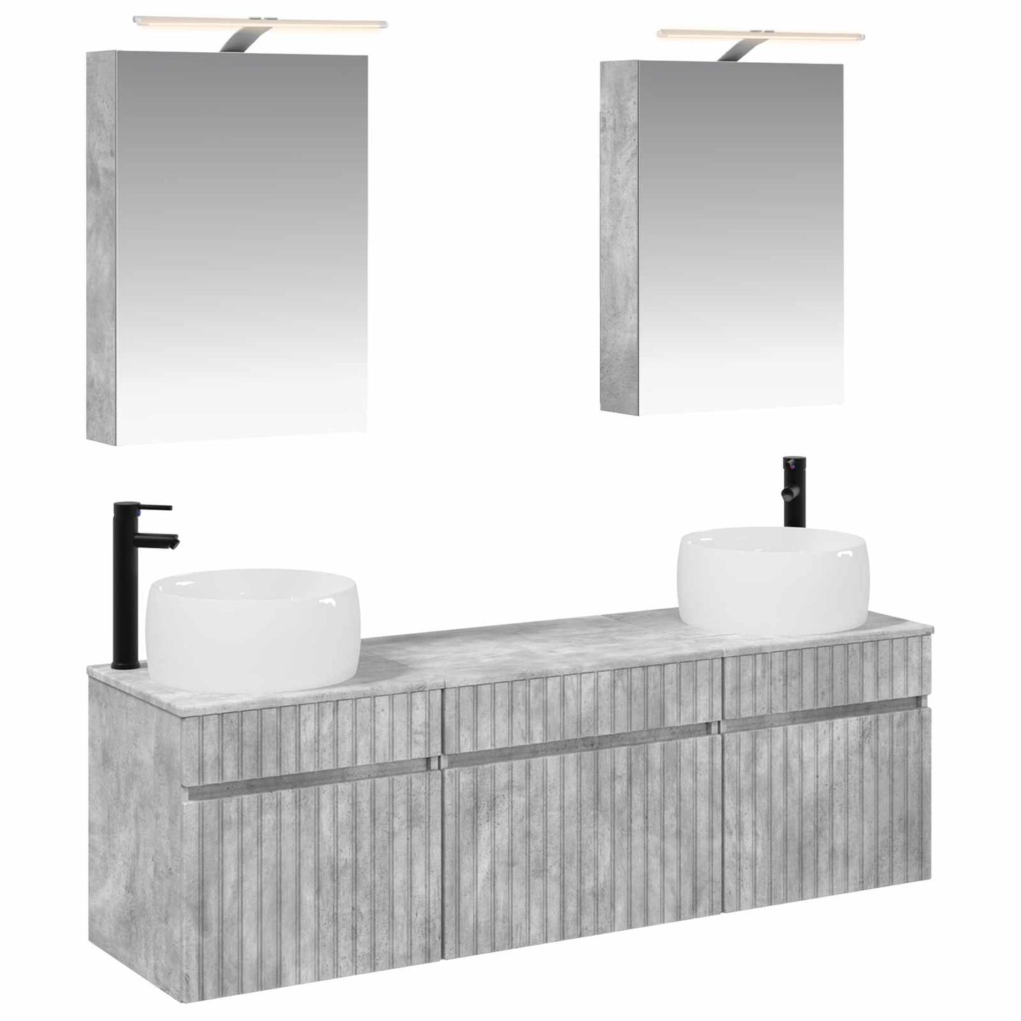 vidaXL Bathroom Cabinet Set 5 pcs Concrete Grey 50 x 14.5 x 70 cm