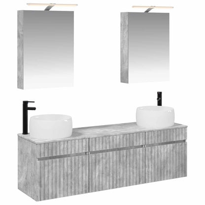 vidaXL Bathroom Cabinet Set 5 pcs Concrete Grey 50 x 14.5 x 70 cm