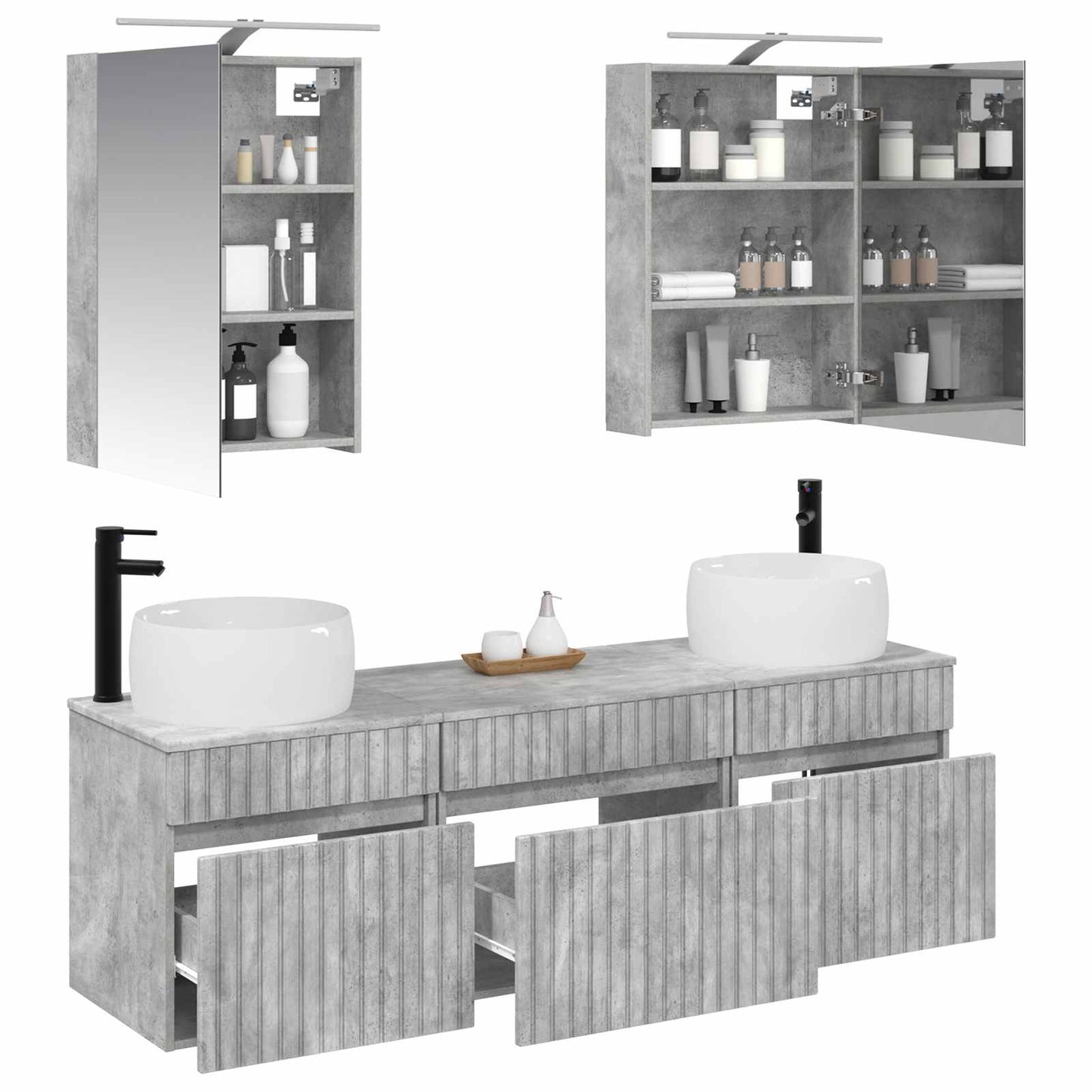 vidaXL Bathroom Cabinet Set 5 pcs Concrete Grey 50 x 14.5 x 70 cm