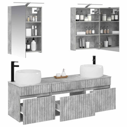 vidaXL Bathroom Cabinet Set 5 pcs Concrete Grey 50 x 14.5 x 70 cm