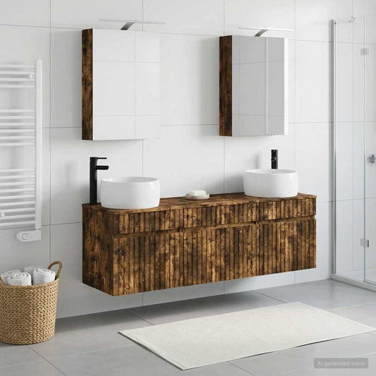 vidaXL Bathroom Cabinet Set 5 pcs Smoked Oak Engineered Wood
