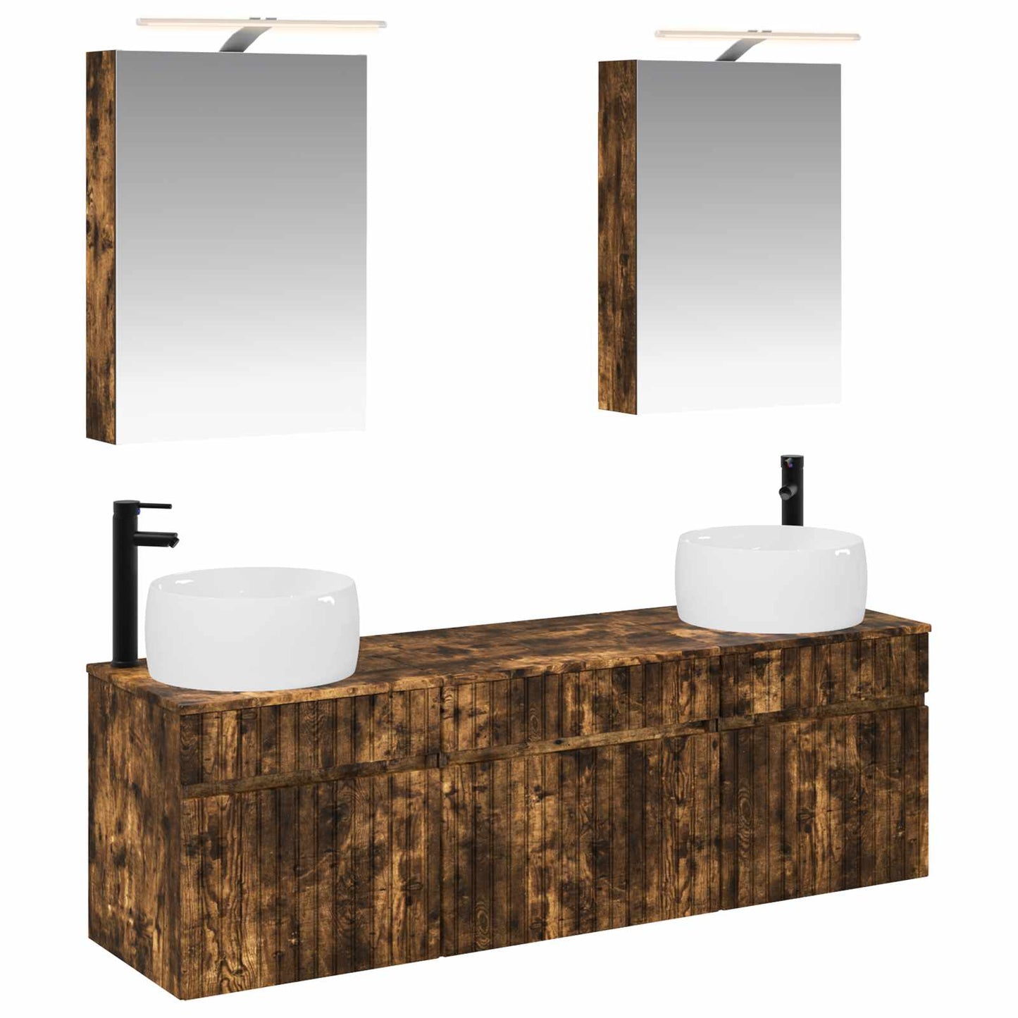 vidaXL Bathroom Cabinet Set 5 pcs Smoked Oak 50 x 14.5 x 70 cm