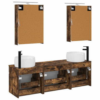 vidaXL Bathroom Cabinet Set 5 pcs Smoked Oak 50 x 14.5 x 70 cm