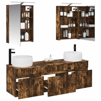 vidaXL Bathroom Cabinet Set 5 pcs Smoked Oak 50 x 14.5 x 70 cm