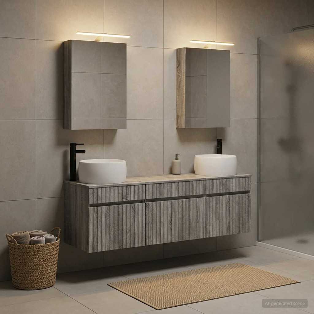 vidaXL Bathroom Cabinet Set 5 pcs Grey Sonoma Engineered Wood