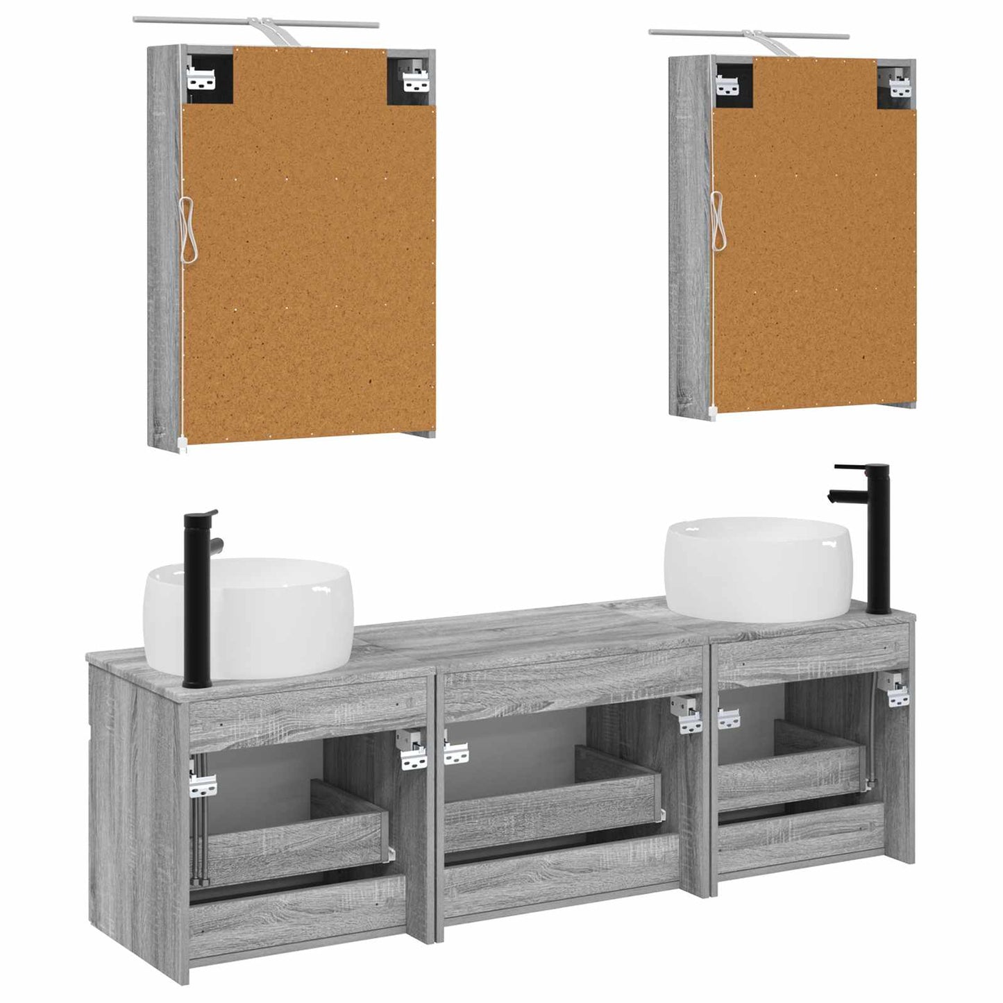 vidaXL Bathroom Cabinet Set 5 pcs Grey Sonoma 50 x 14.5 x 70 cm