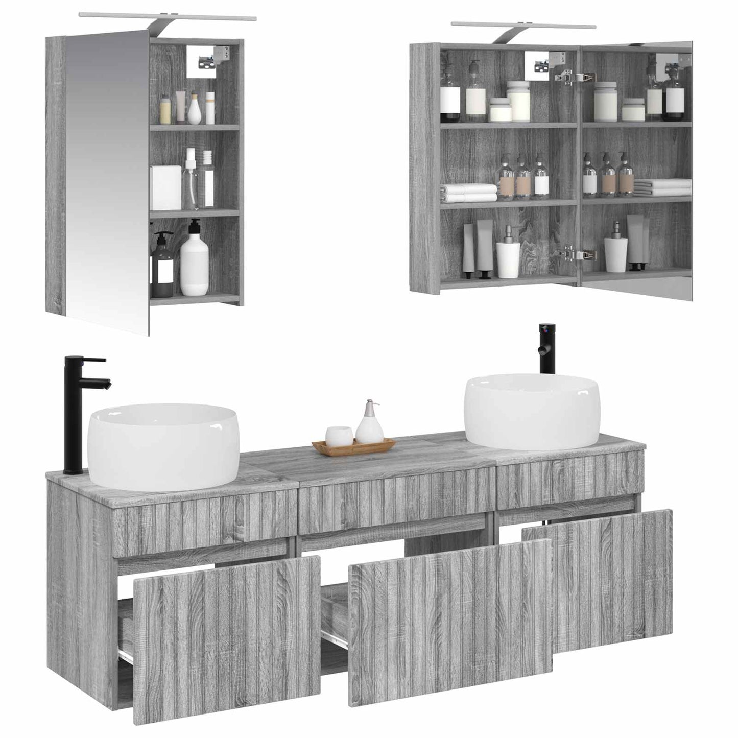 vidaXL Bathroom Cabinet Set 5 pcs Grey Sonoma 50 x 14.5 x 70 cm