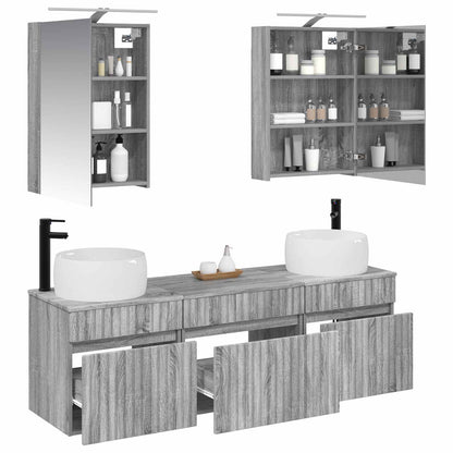 vidaXL Bathroom Cabinet Set 5 pcs Grey Sonoma 50 x 14.5 x 70 cm