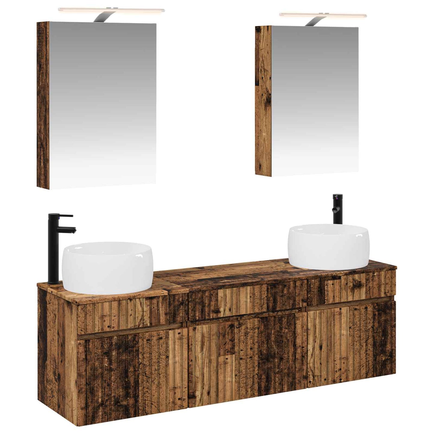 vidaXL Bathroom Cabinet Set 5 pcs Old Wood 50 x 14.5 x 70 cm