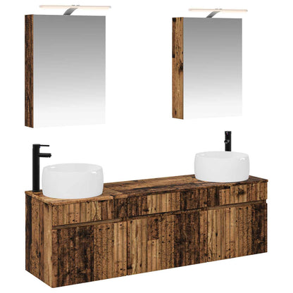 vidaXL Bathroom Cabinet Set 5 pcs Old Wood 50 x 14.5 x 70 cm