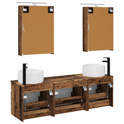 vidaXL Bathroom Cabinet Set 5 pcs Old Wood 50 x 14.5 x 70 cm