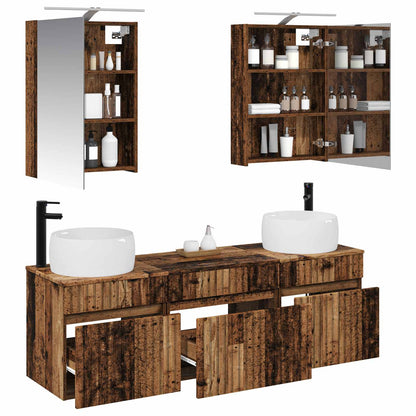vidaXL Bathroom Cabinet Set 5 pcs Old Wood 50 x 14.5 x 70 cm