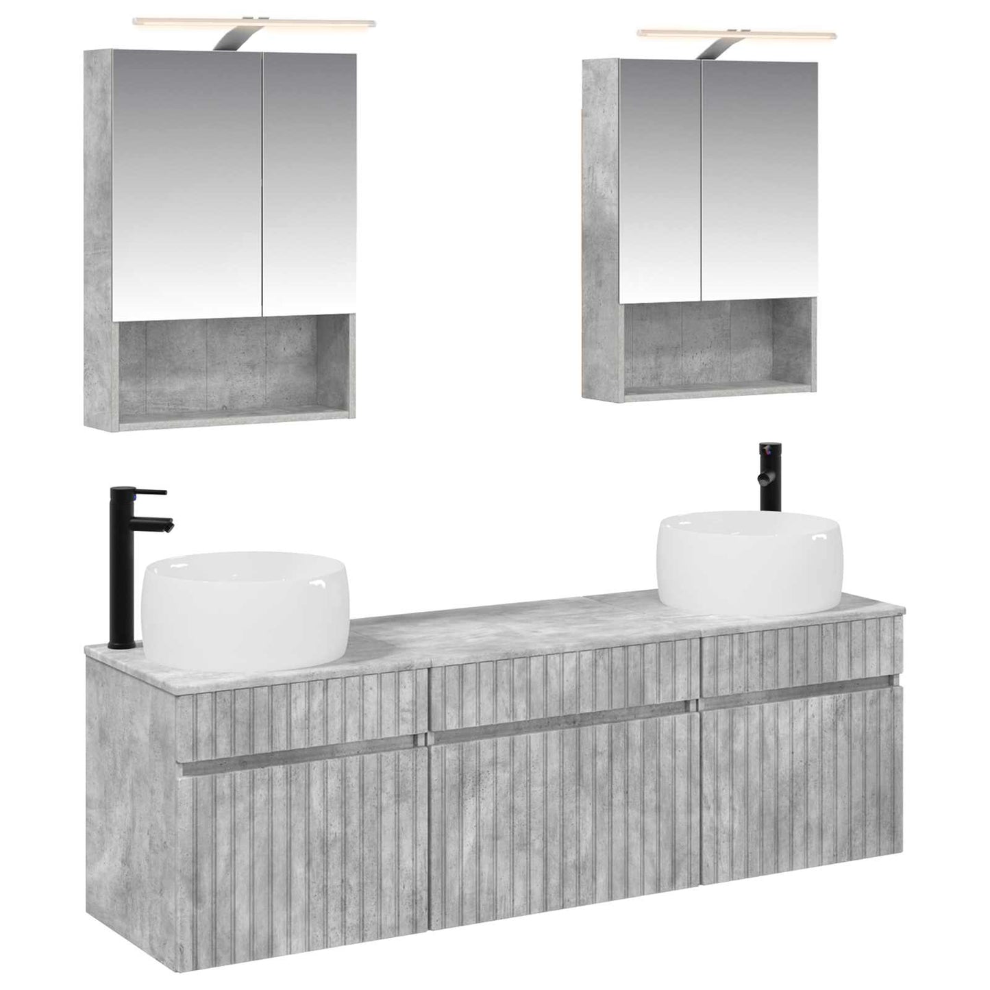 vidaXL Bathroom Cabinet Set 5 pcs Concrete Grey 50 x 14.5 x 70 cm