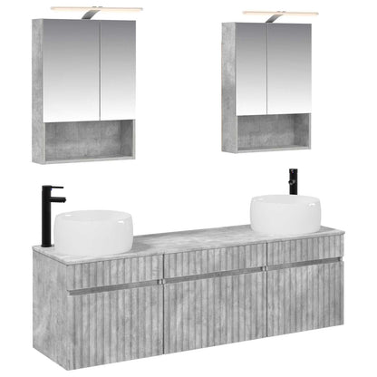 vidaXL Bathroom Cabinet Set 5 pcs Concrete Grey 50 x 14.5 x 70 cm